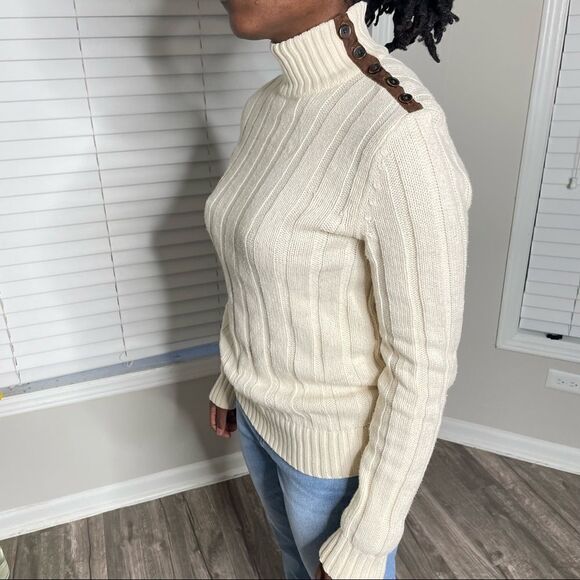 Revolve Ralph Lauren Jeans Ribbed Cream Turtleneck Sweater - Picture 6 of 15